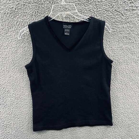 New York & Company Tops - New York Co Womens Top Large Black 100% Cotton Sleeveless Pullover Shirt